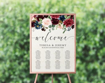 Seating Chart PRINTED, Wedding Seating Board, Seating Sign,Custom, Wedding Decorations, Table Chart