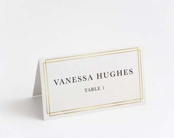 Printed Foil Place Card, Wedding Name Card, Wedding Table Card, Escort Card, Table Tent Cards, Minimal Script