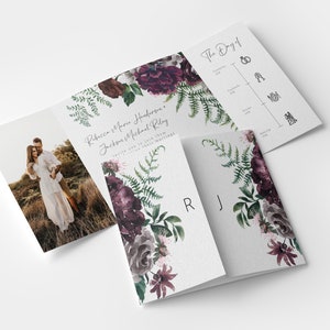 Gate Fold Wedding Invitation, Folded Wedding Invitation, Unique Wedding Invite, Floral Wedding Invitations