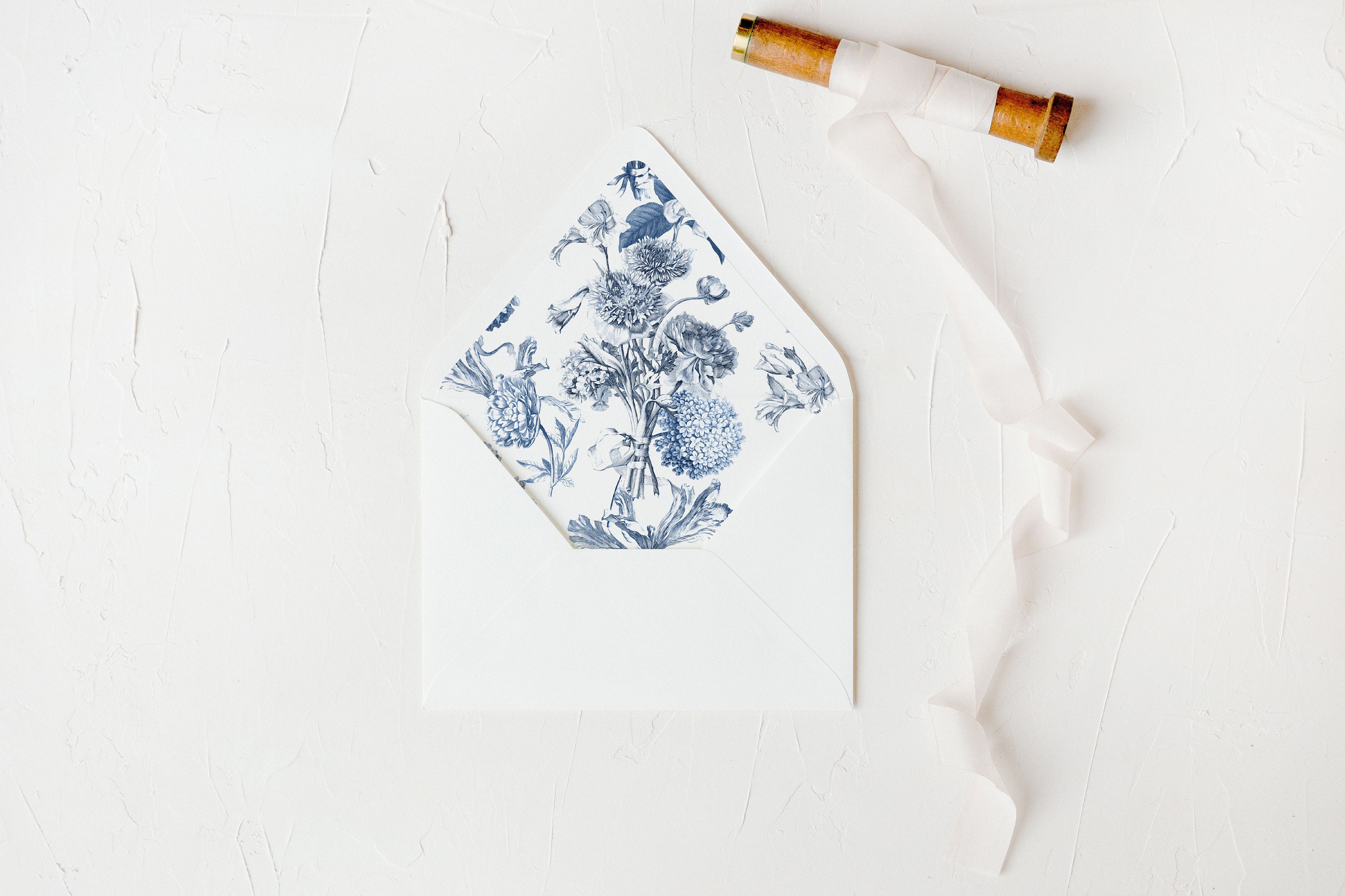 Blue Toile, Floral, Envelope Liner, Pack of 25, A7 Envelope Liner, Euro Flap Envelope Liner, Wedding Envelope Liner