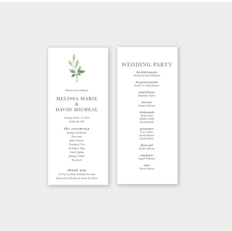 Ceremony Program Printed Wedding Program