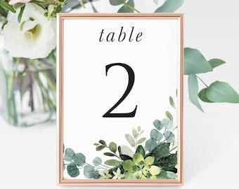 PRINTED Table Number Cards, Wedding Table Numbers