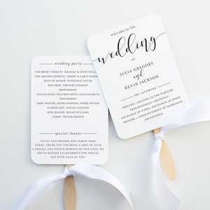 Wedding Program Fan, Printed and Assembled, Simple Script