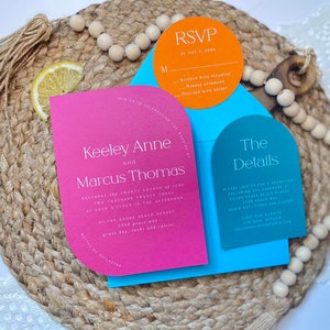 Arch Shaped Wedding Invitations, Choose Your Paper Color, Ink Color, Layered Card Options