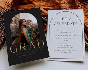 Graduation Announcement, Graduation Invitation, Photo Graduation Announcement, 2 Sided Printed Graduation Announcement, Envelopes Included