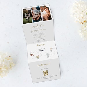 Tri Folding Wedding Invitation, Tri Fold Invite, Modern, Script, Wedding Invitation, All in One Wedding Invite, Photo wedding invitation