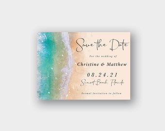 Save the Date Magnet or Printed Card with FREE ENVELOPE ADDRESSING, Beach Wedding, Destination Wedding, Save our Date, Envelope included