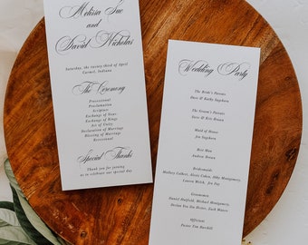 Printed Wedding Program, Ceremony Program