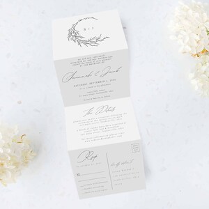 Tri Folding Wedding Invitation, Tri Fold Invite, Minimal Wedding Invitation, All in One Wedding Invite, Photo wedding invitation