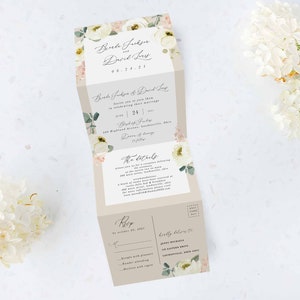 Tri Folding Wedding Invitation, Tri Fold Invite, Minimal Wedding Invitation, All in One Wedding Invite