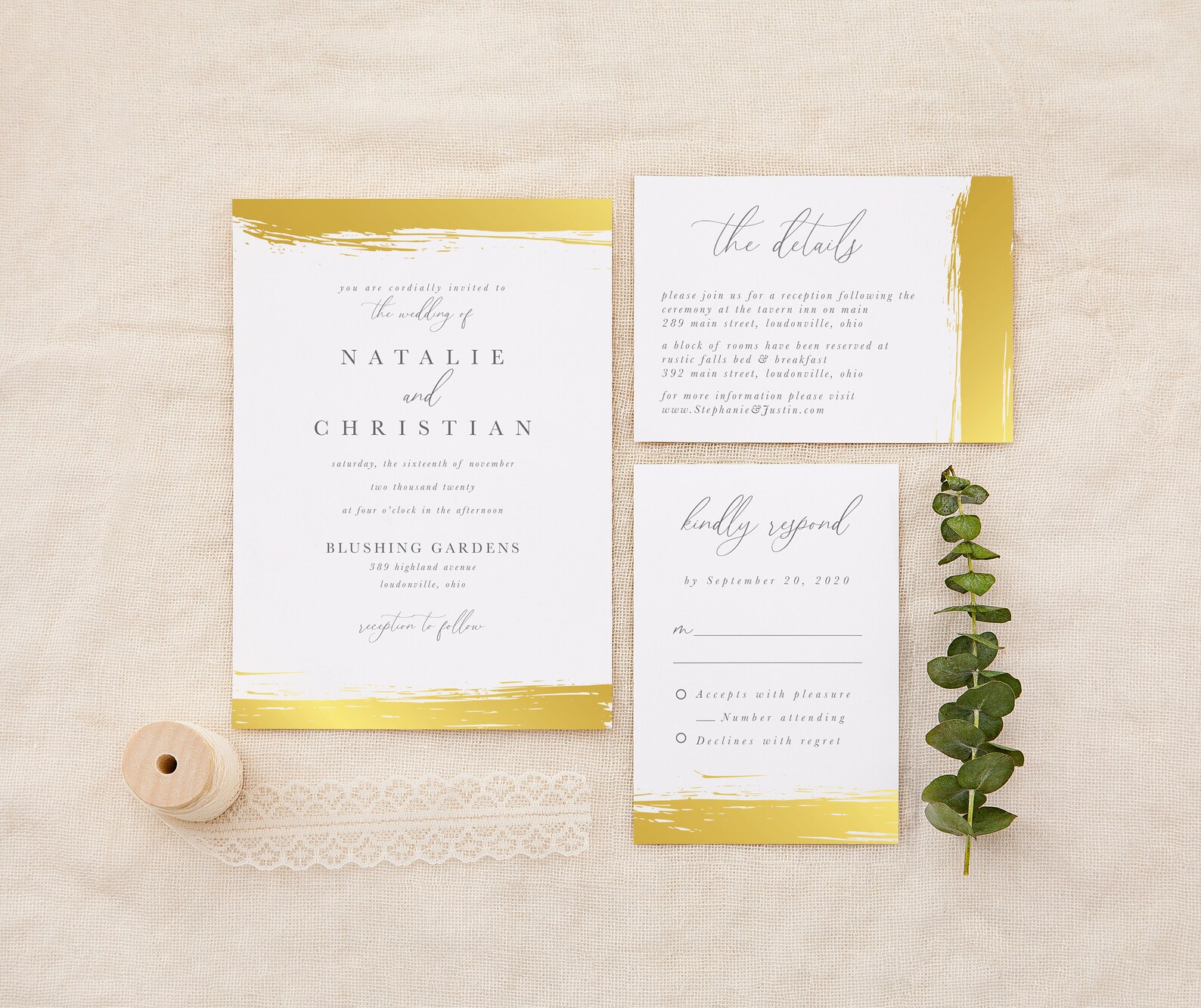 Gold Foil Wedding Invitation Set Foil Printed Wedding Invite Etsy