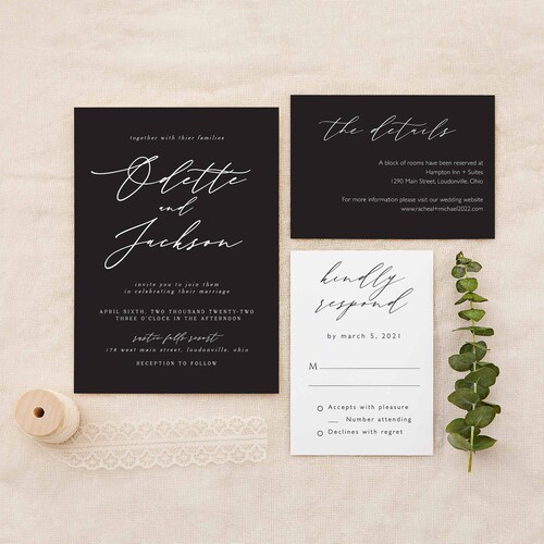 Buy White Ink Wedding Invitation Set Black Paper Wedding Online in India -  Etsy