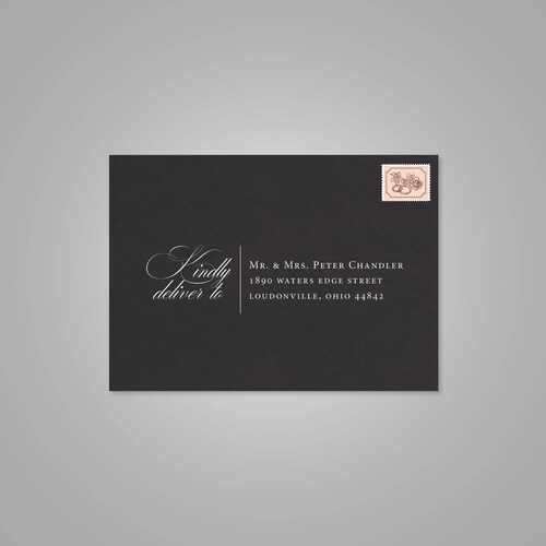 White Ink Envelope Addressing: Black, Burgundy, Blue, Purple