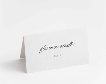 Printed Place Card, Name Card, Wedding Table Card, Escort Card, Table Tent Cards, Classic Wedding, Script, Minimalist, Simple, Elegant