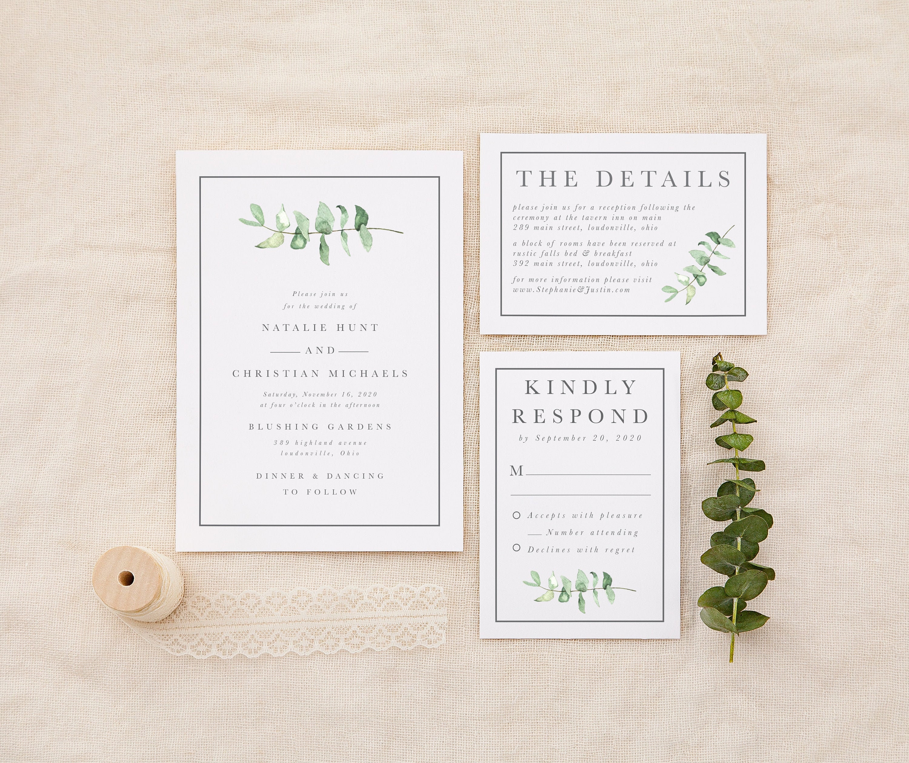 Wedding Invitation Printed Wedding Set Simple Wedding Set | Etsy