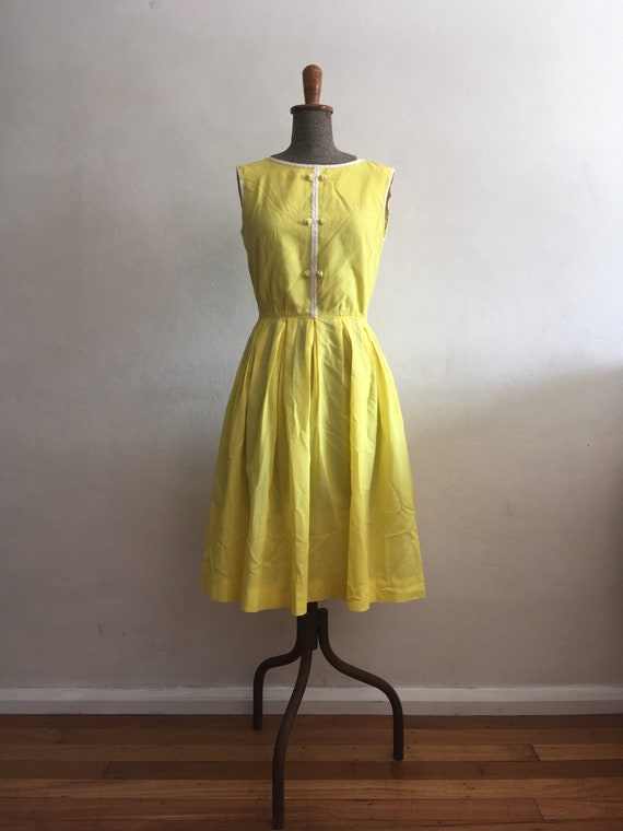 1960s R&K Originals Vibrant Yellow Day Dress With