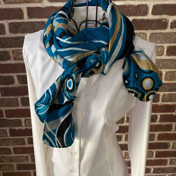 Vintage Retro Design Scarf, Classic 70's Style Bl… - image 1