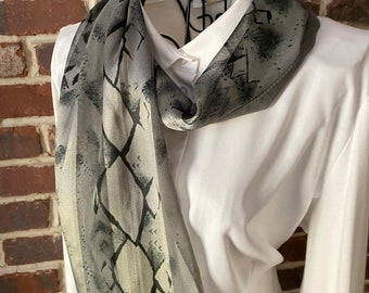 Vintage Sheer Grey Snake Scarf, Preppy Scarf