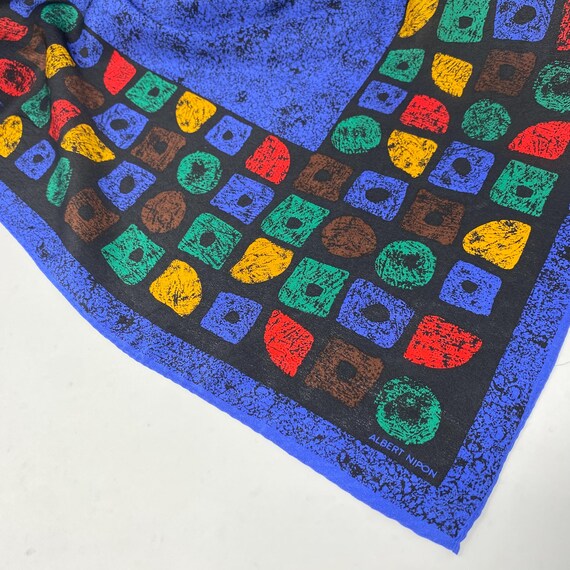 Vintage Albert Nipon Silk Scarf – Cobalt Blue Lar… - image 9