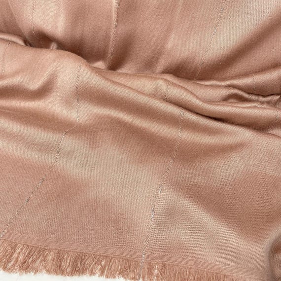 Pink Party Scarf Jones New York Dusty Rose and Silver Thread Pashmina Style Scarf with Raw Fringe Ends