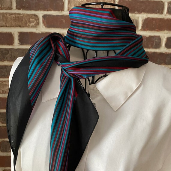 Vintage Pinstripe Scarf, Oblong Boa Scarf, Ends Cut on The Bias