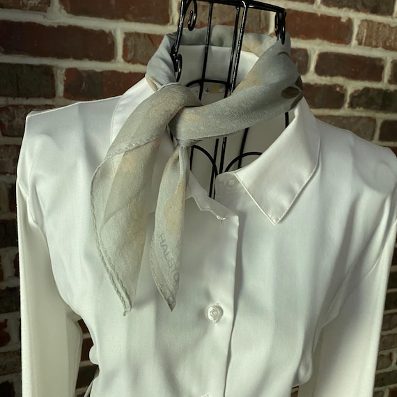 Vintage Halston Silk Scarf – Sheer Gossamer Square Neck Scarf, 70s Minimalist Designer Accessory