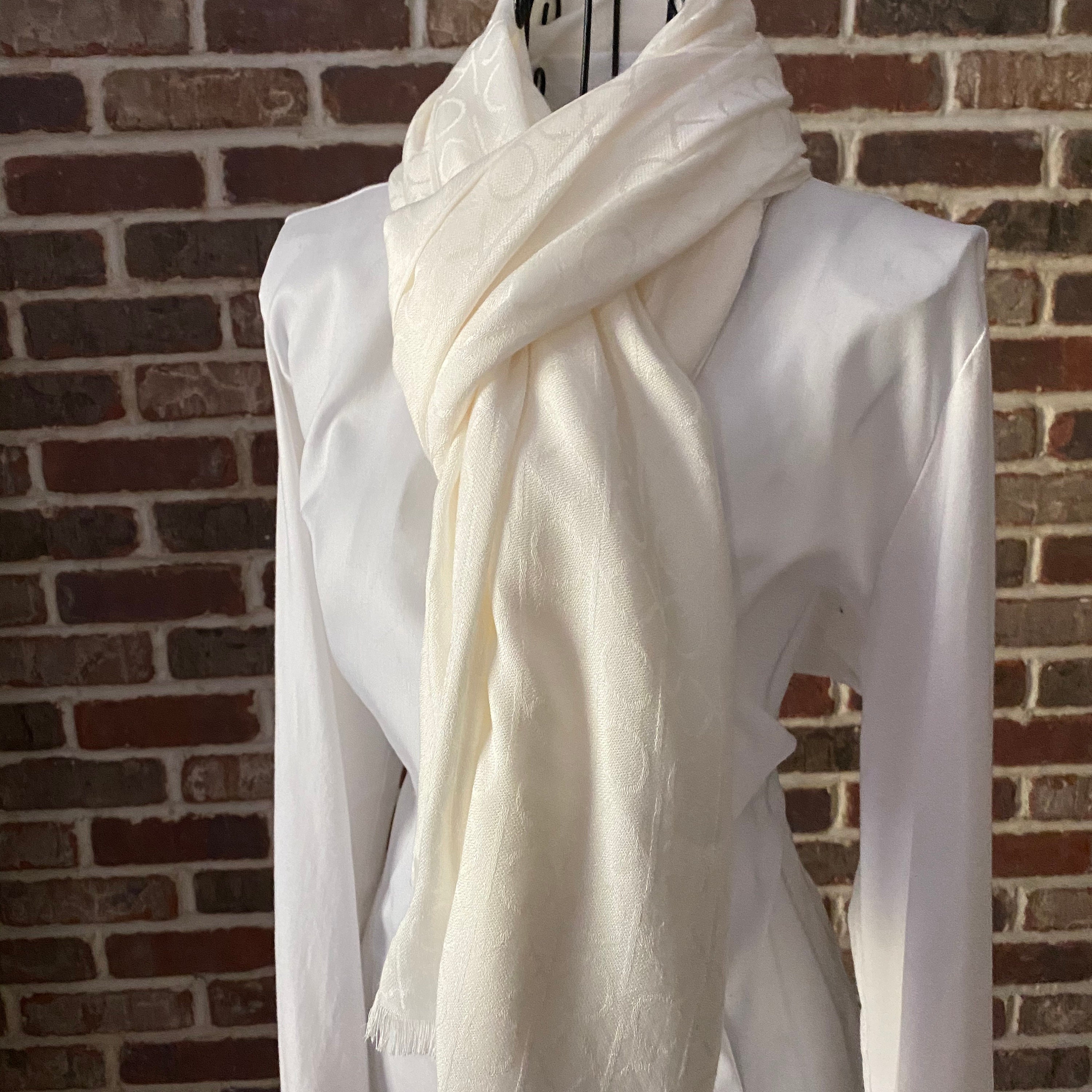Calvin Klein Pashmina Scarf Eggshell Luxurious Logo Scarf and - Etsy Calvin Klein Pashmina Scarf Eggshell Luxurious Logo Scarf and - Etsy