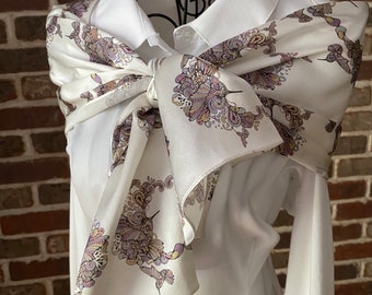 Hummingbird Silk Satin Scarf: Wearable Art Scarf