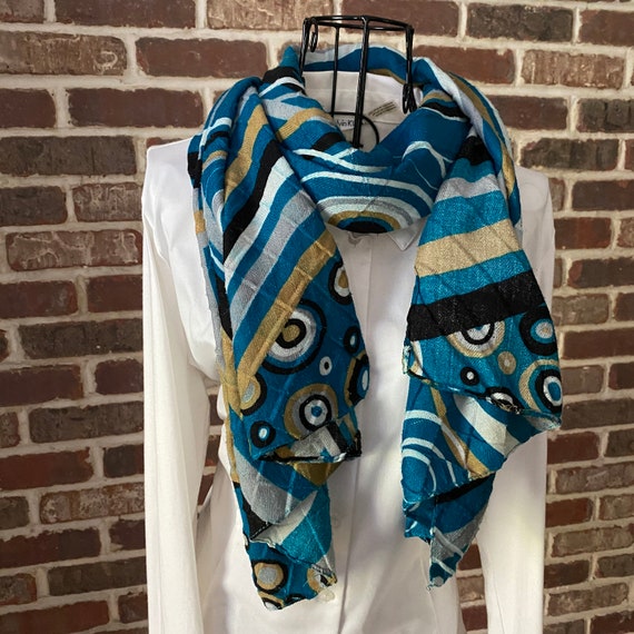 Vintage Retro Design Scarf, Classic 70's Style Bl… - image 2