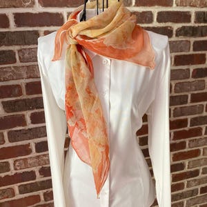 Vintage Italian Silk Scarf: Melon Yellow Iris Floral Print