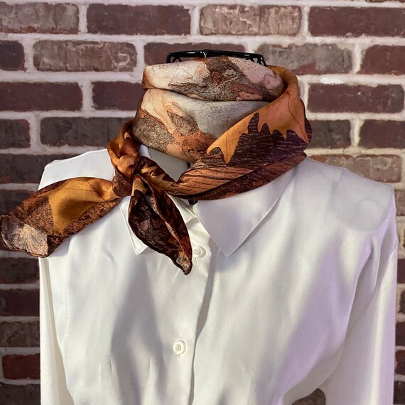 Vintage Escada Silk Scarf, Fall Foliage Design Scarf, 80s Style Scarf, Perfectly Preppy Silk Twill Scarf