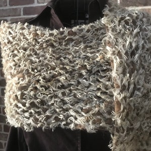 Open Weave Faux Fur Boa Scarf, Long Interweaved Knit Scarf, Bohemian Scarf image 7