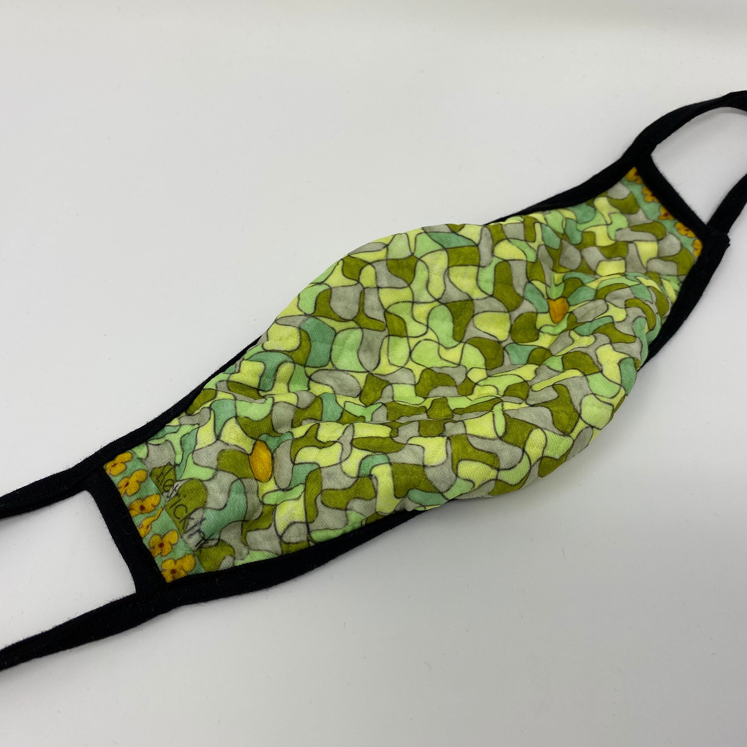 Face Mask, Quilted Fabric, Fashionable Chartreuse Puzzle ...