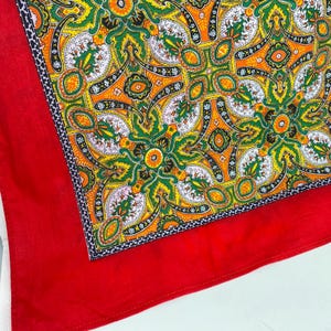 Vintage Byzantine Cotton Scarf: Red Border Maximalist Style