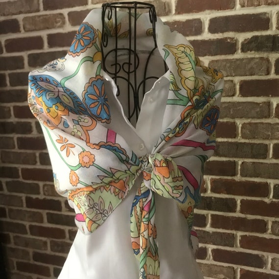 Floral Coquette Style Scarf, Boho Chic Scarf Botanical Design, Soft Square Scarf, Wearable Art Scarf