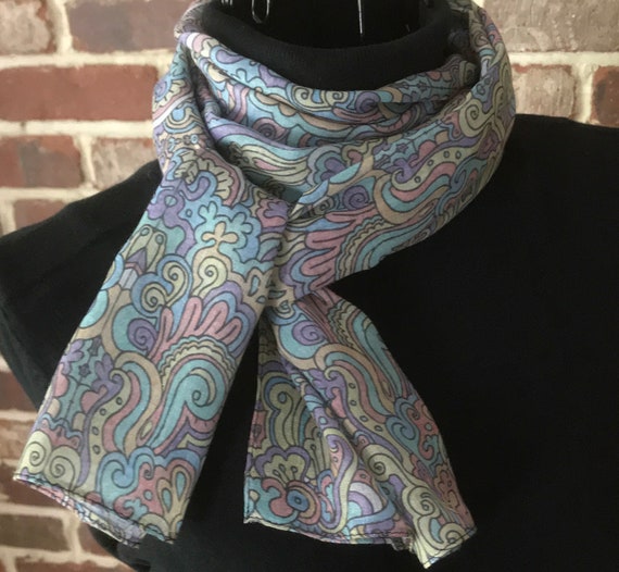 Street Art Scarf, Hand Colored Abstract Print Oblong Scarf, Wearable Art Scarf