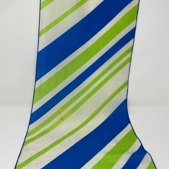 Vintage Ray Strauss Blue and Chartreuse 100% Silk… - image 7