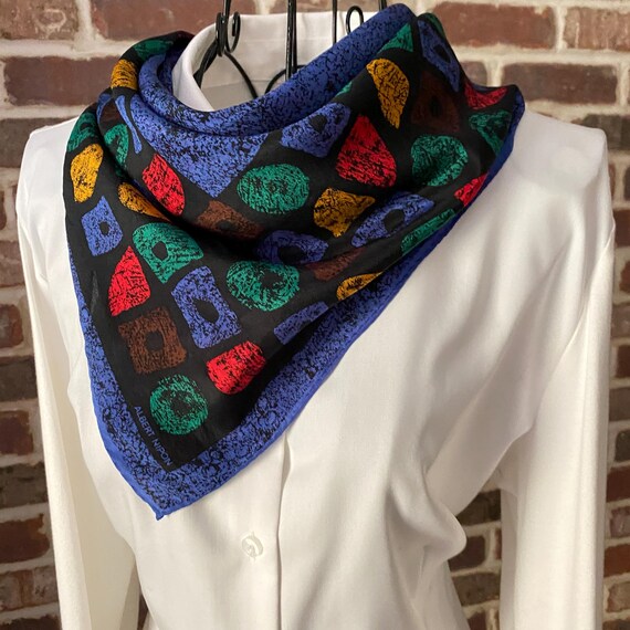 Vintage Albert Nipon Silk Scarf – Cobalt Blue Lar… - image 2