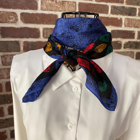 Vintage Albert Nipon Silk Scarf – Cobalt Blue Lar… - image 4