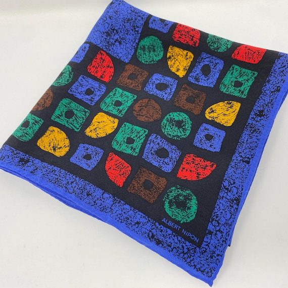 Vintage Albert Nipon Silk Scarf – Cobalt Blue Lar… - image 10