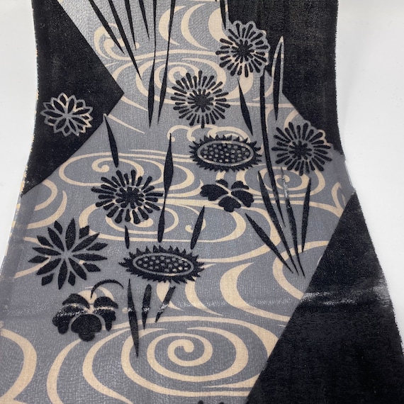 Vintage Reversible Black Silk Velvet Cutout Scarf 100 Silk Lining Floral Design Scarf by Zazou Luxe Etsy