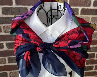Vintage Abstract Stone Print Scarf: Extra Large Square, Made in Italy
