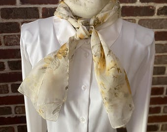 Vintage Berkshire Yellow Rose Scarf, Floral Preppy Style, Retro Neck Scarf, Hair Wrap