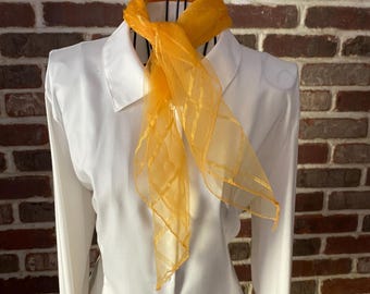 Vintage Mod Orange Tulle Scarf: 1960s Style Sheer Neck Accessory