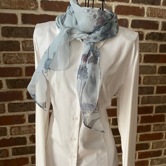 Vintage Gossamer Grey Scarf - Sheer Long Georgett… - image 2