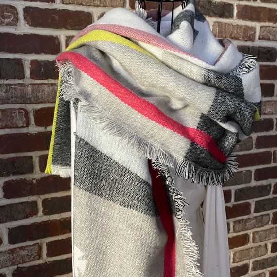 Juicy Couture Blanket Scarf, Stripes and Crown Print