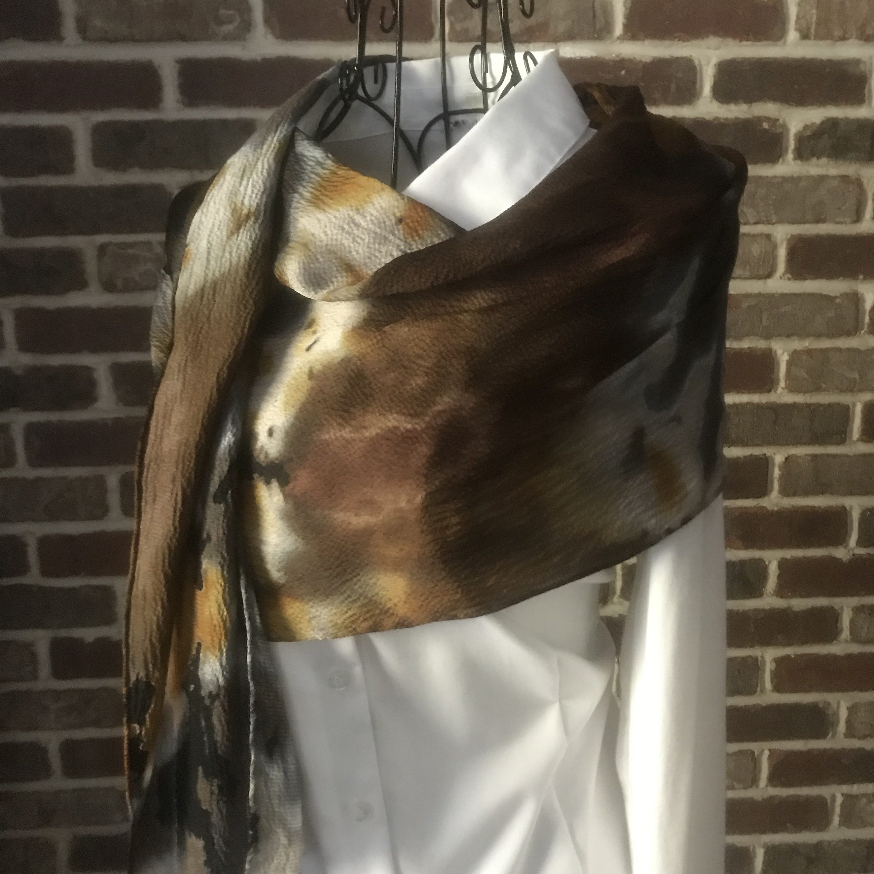 Vintage Tie-dye Scarf Gray and Gold Puckered Scarf Boho - Etsy