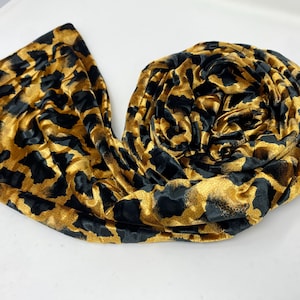 Écharpe en velours à imprimé léopard vintage, écharpe à imprimé guépard animal, écharpe double face noir et or