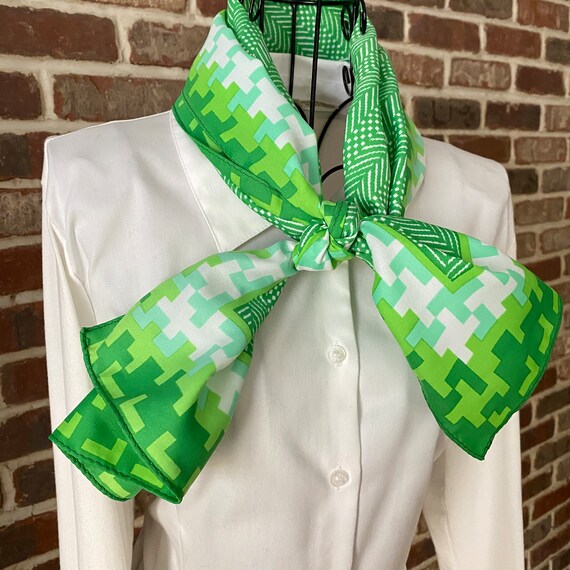 Vintage Neon Green Chevron Scarf, Oblong Women's Scarf, Minecraft Design Scarf