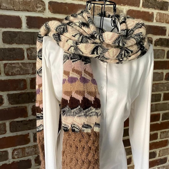 Vintage Missoni Multicolored Knit Scarf Chevron Mohair Scarf Winter Boa Scarf Extra Long Scarf Made in Italy Scarf